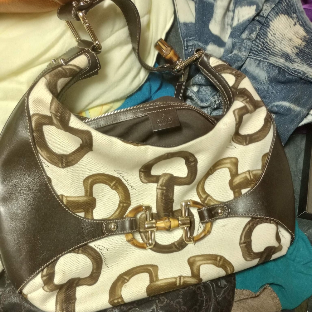 New Gucci Horsebit Canvas hobo bag